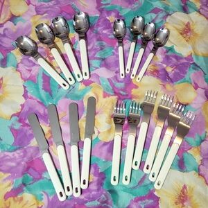 Vintage Northland Japanese Plastic Handled Cutlery Set Unique Silverware 18pc